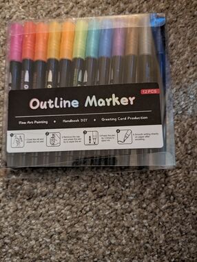 Outline Marker 12-Pack Assorted Kids Art Markers - Multicolor